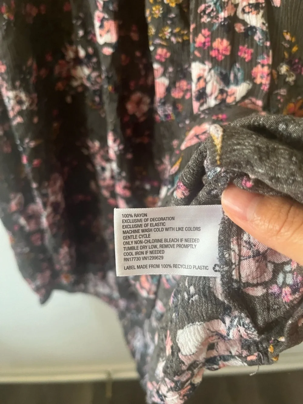 Knox Rose Gray Floral Maxi Dress Large embroidered Boho Summer Flowy Modest - Picture 5 of 7